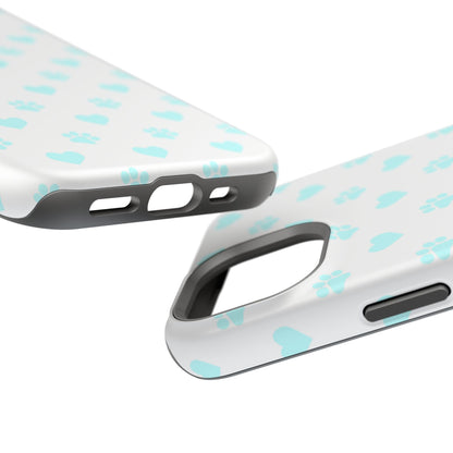 MagSafe Case - Aqua Paw Print & Heart Design - BOGO Cases