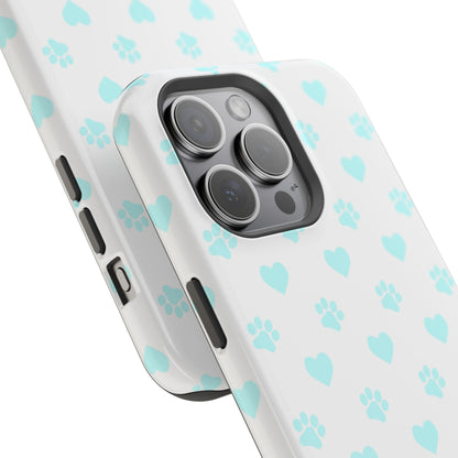MagSafe Case - Aqua Paw Print & Heart Design - BOGO Cases