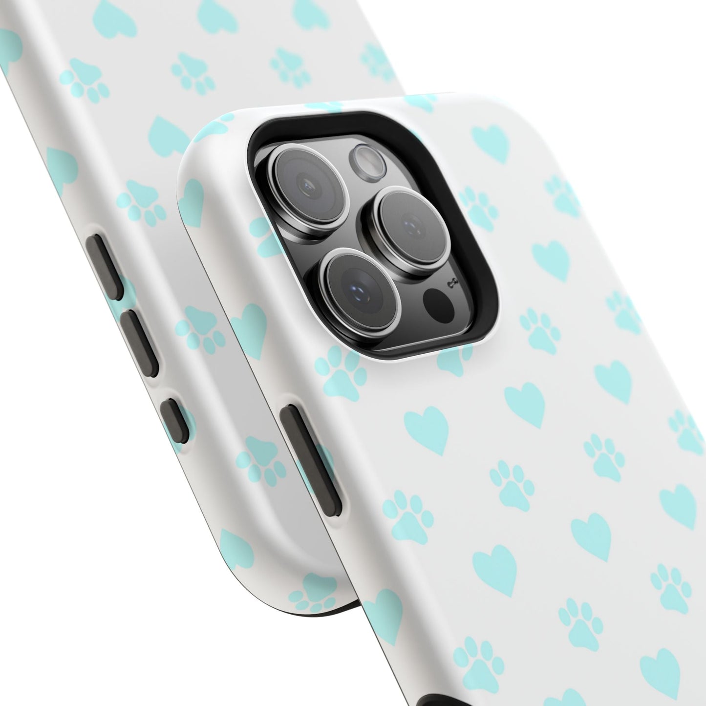 MagSafe Case - Aqua Paw Print & Heart Design - BOGO Cases