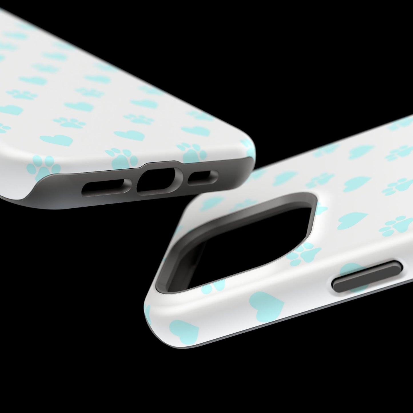 MagSafe Case - Aqua Paw Print & Heart Design - BOGO Cases