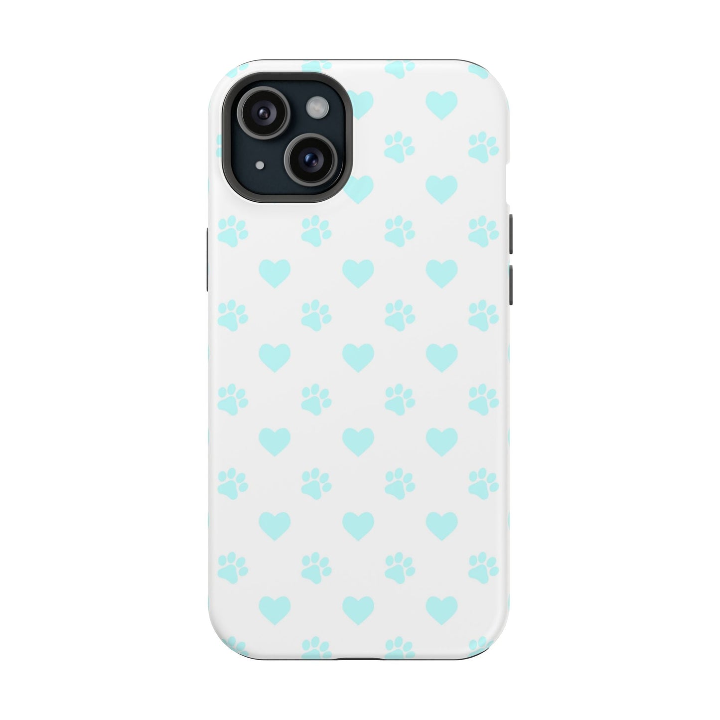 MagSafe Case - Aqua Paw Print & Heart Design - BOGO Cases