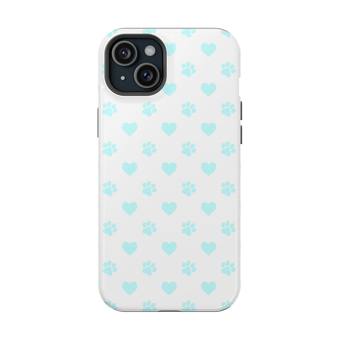 MagSafe Case - Aqua Paw Print & Heart Design - BOGO Cases