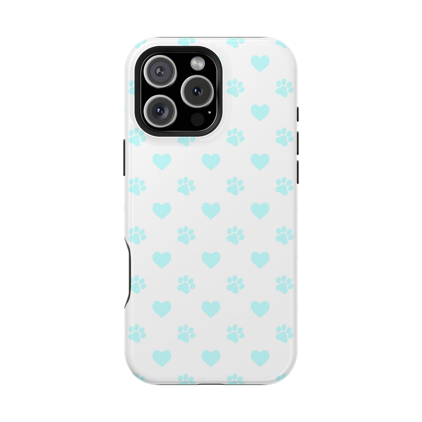 MagSafe Case - Aqua Paw Print & Heart Design - BOGO Cases