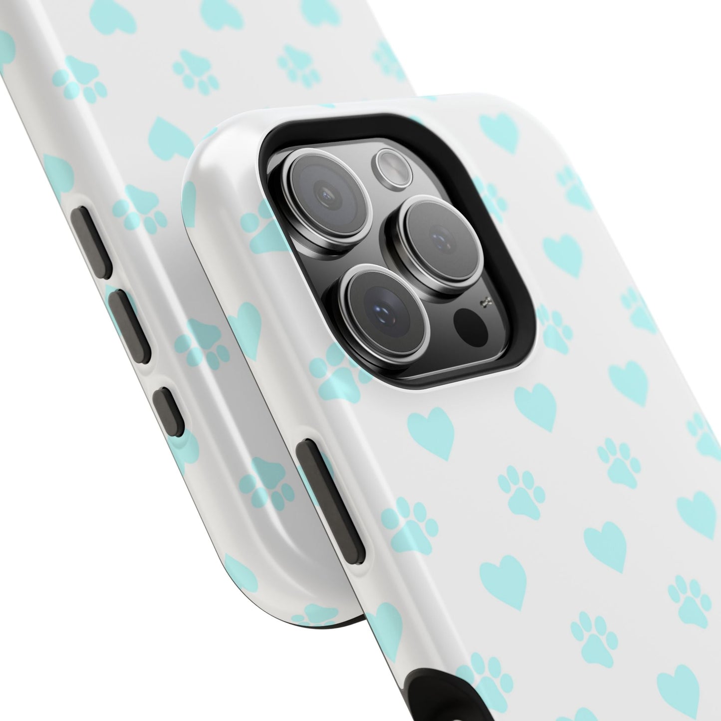 MagSafe Case - Aqua Paw Print & Heart Design - BOGO Cases