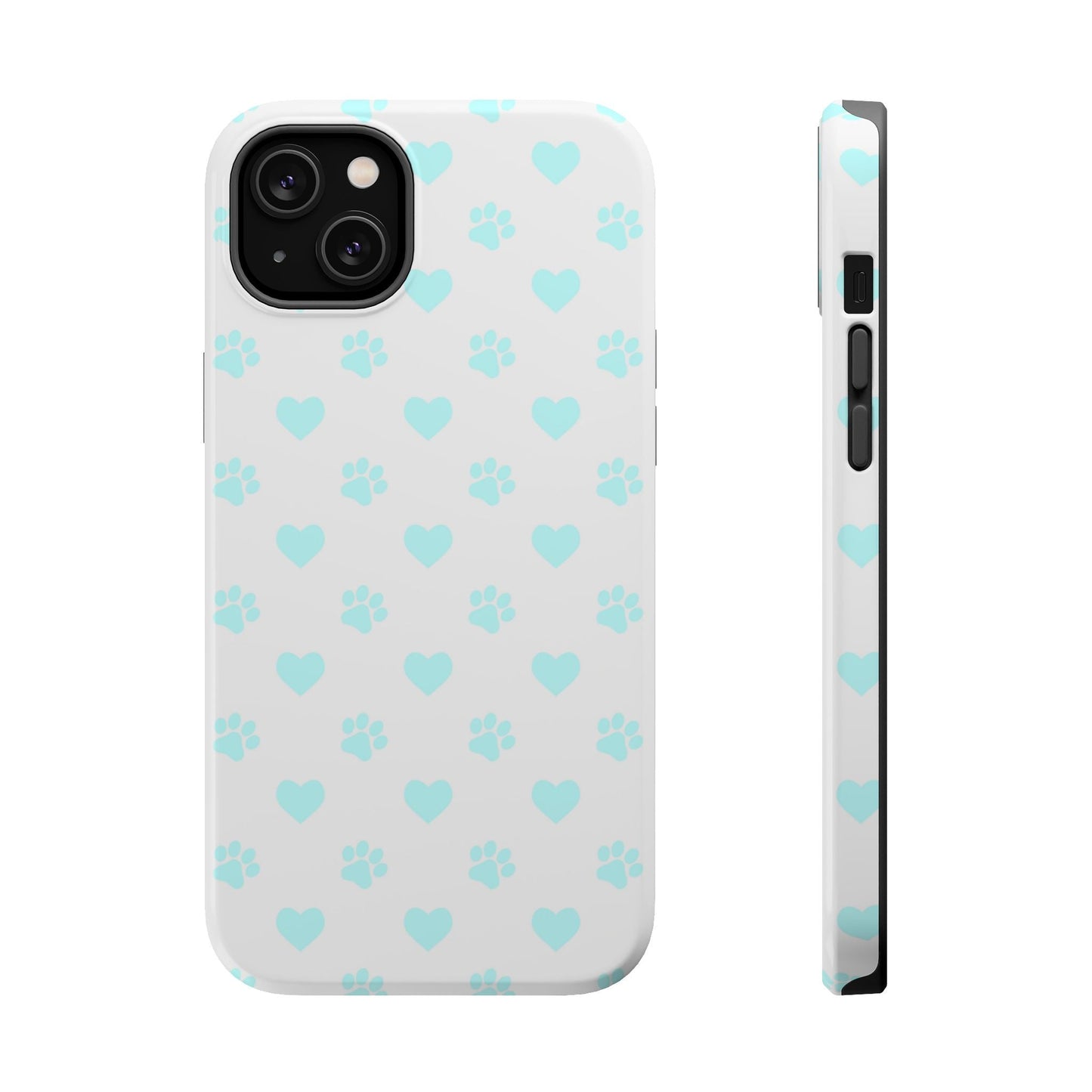 MagSafe Case - Aqua Paw Print & Heart Design - BOGO Cases