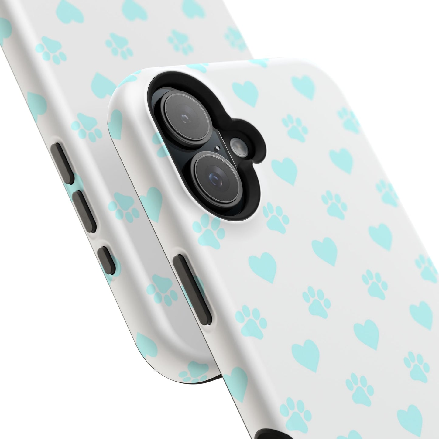 MagSafe Case - Aqua Paw Print & Heart Design - BOGO Cases