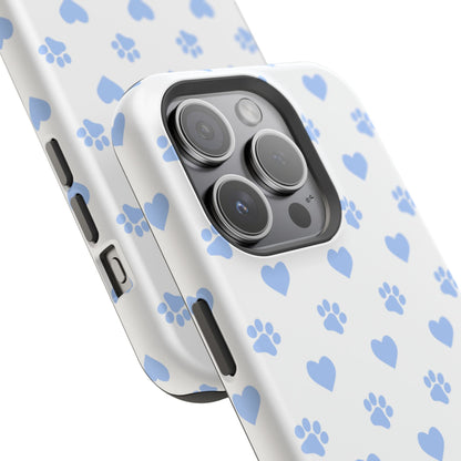 MagSafe Case - Blue Paw Print & Heart Design - BOGO Cases