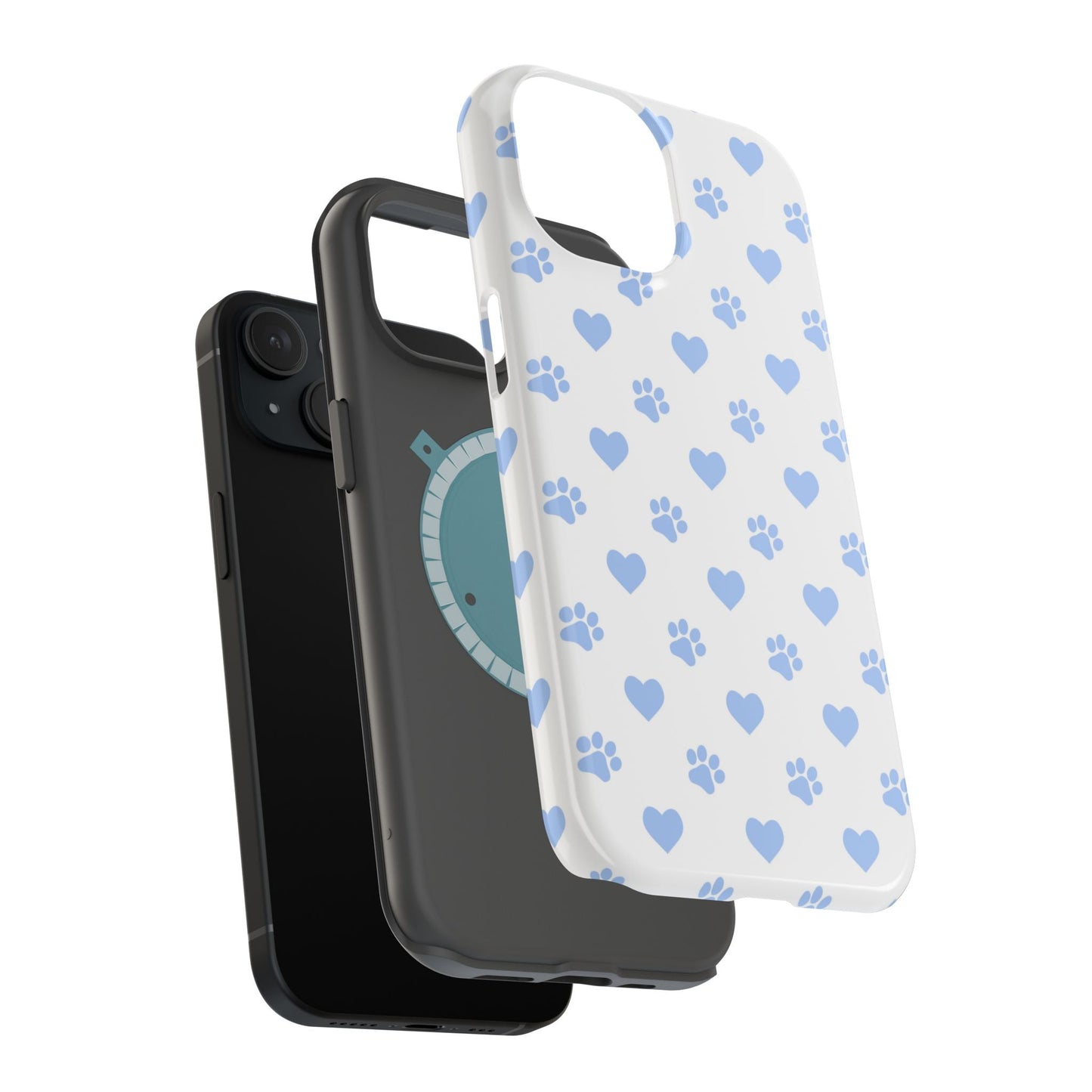 MagSafe Case - Blue Paw Print & Heart Design - BOGO Cases