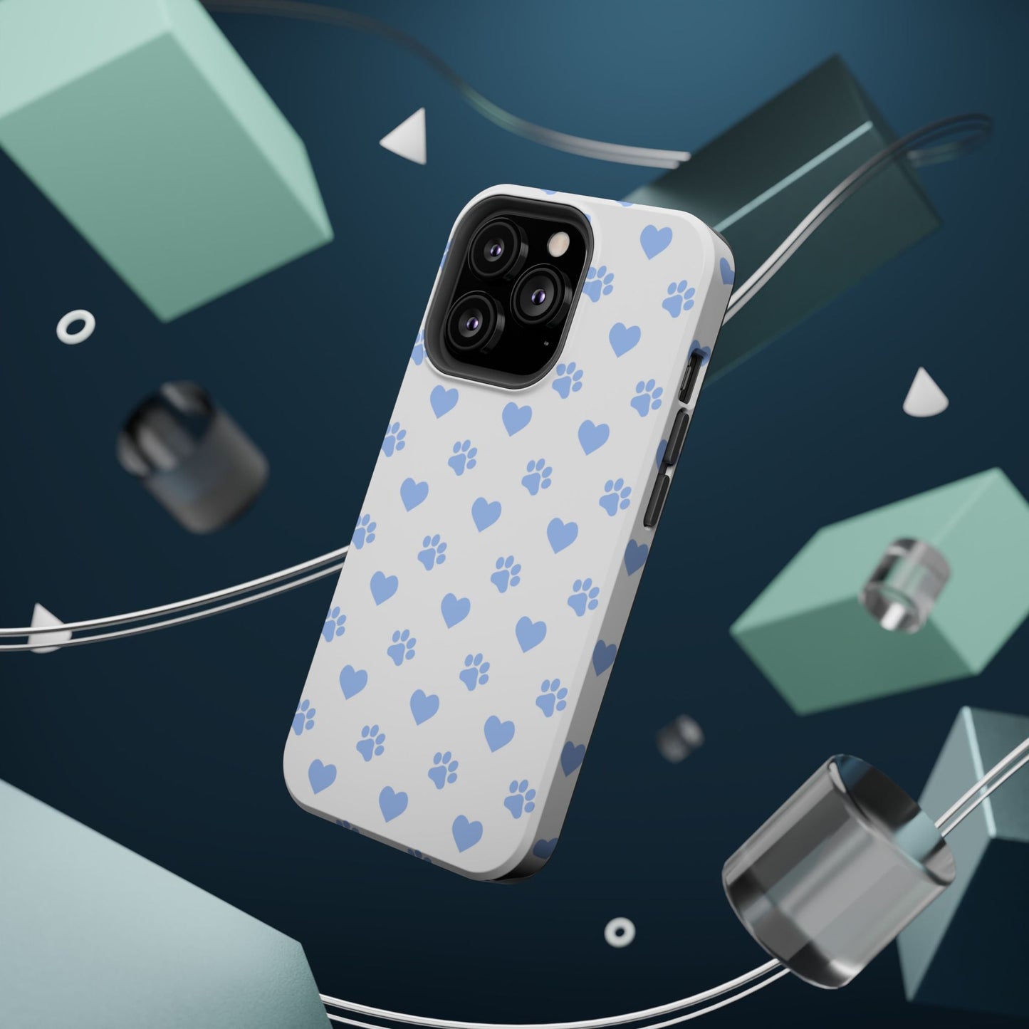 MagSafe Case - Blue Paw Print & Heart Design - BOGO Cases