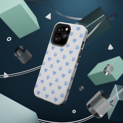 MagSafe Case - Blue Paw Print & Heart Design - BOGO Cases