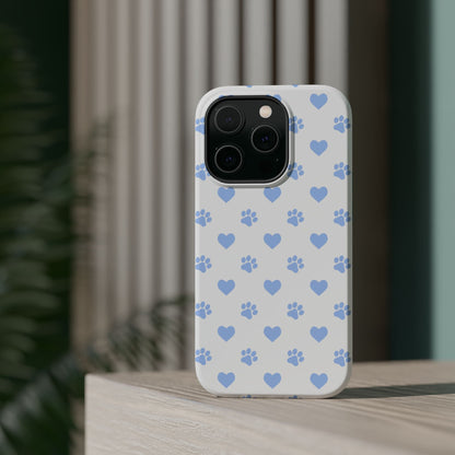 MagSafe Case - Blue Paw Print & Heart Design - BOGO Cases