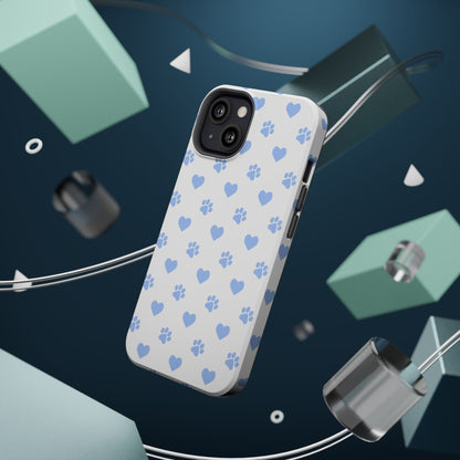 MagSafe Case - Blue Paw Print & Heart Design - BOGO Cases