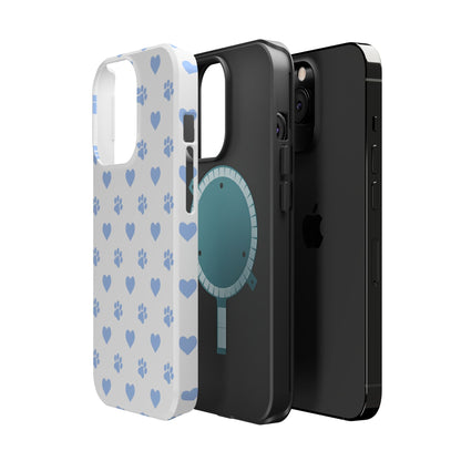 MagSafe Case - Blue Paw Print & Heart Design - BOGO Cases