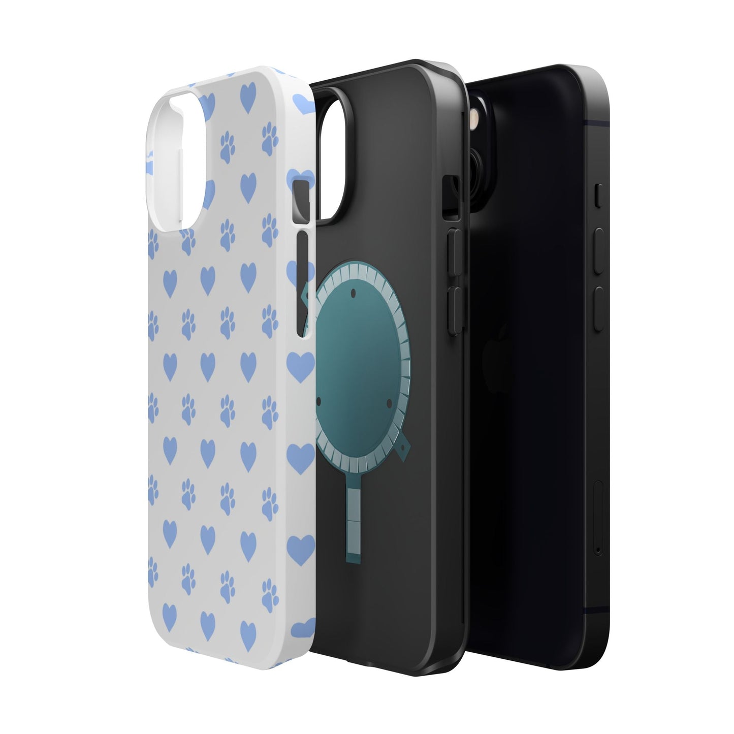 MagSafe Case - Blue Paw Print & Heart Design - BOGO Cases