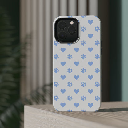MagSafe Case - Blue Paw Print & Heart Design - BOGO Cases