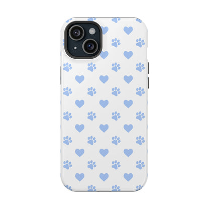 MagSafe Case - Blue Paw Print & Heart Design - BOGO Cases