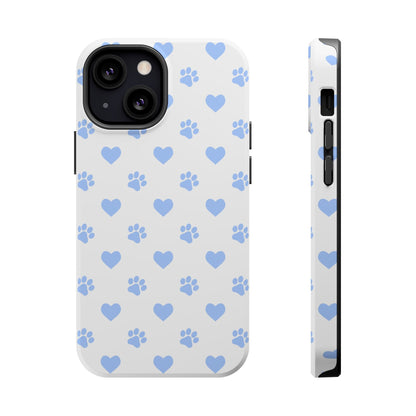 MagSafe Case - Blue Paw Print & Heart Design - BOGO Cases