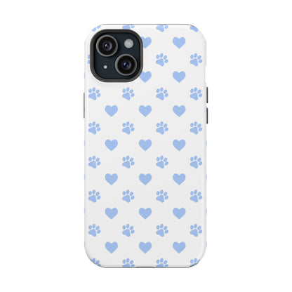 MagSafe Case - Blue Paw Print & Heart Design - BOGO Cases