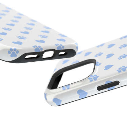 MagSafe Case - Blue Paw Print & Heart Design - BOGO Cases