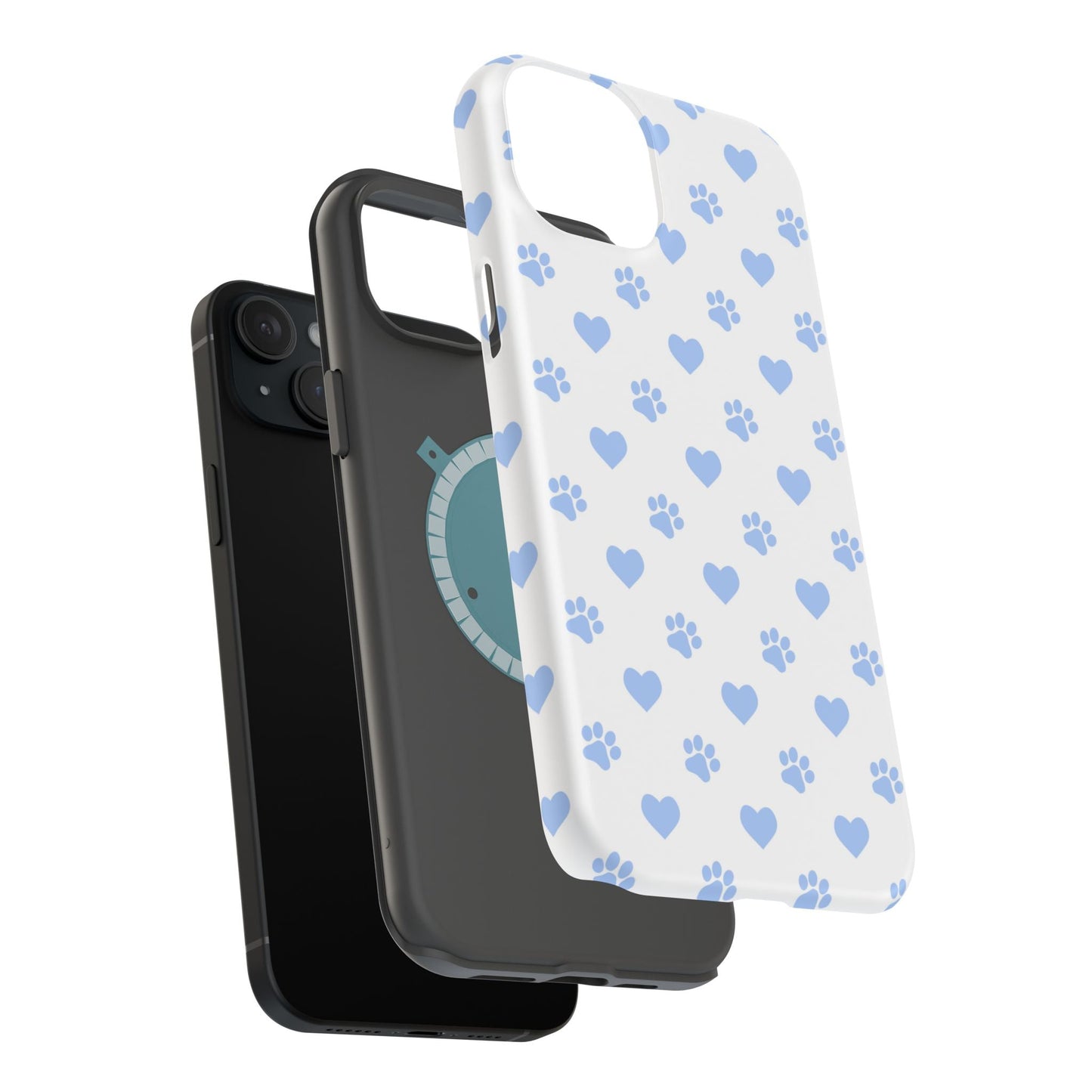 MagSafe Case - Blue Paw Print & Heart Design - BOGO Cases