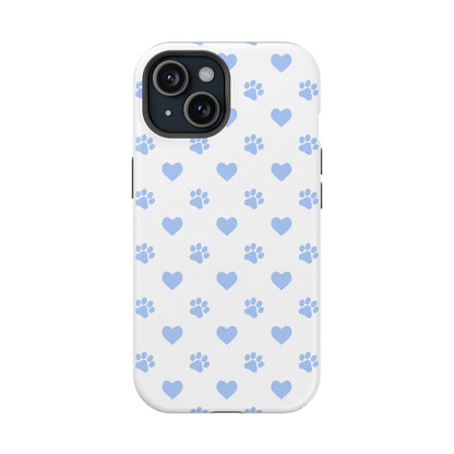 MagSafe Case - Blue Paw Print & Heart Design - BOGO Cases