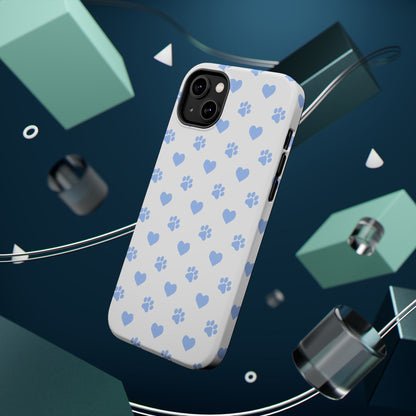 MagSafe Case - Blue Paw Print & Heart Design - BOGO Cases