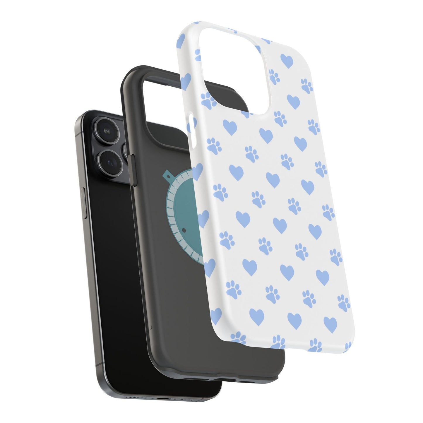 MagSafe Case - Blue Paw Print & Heart Design - BOGO Cases
