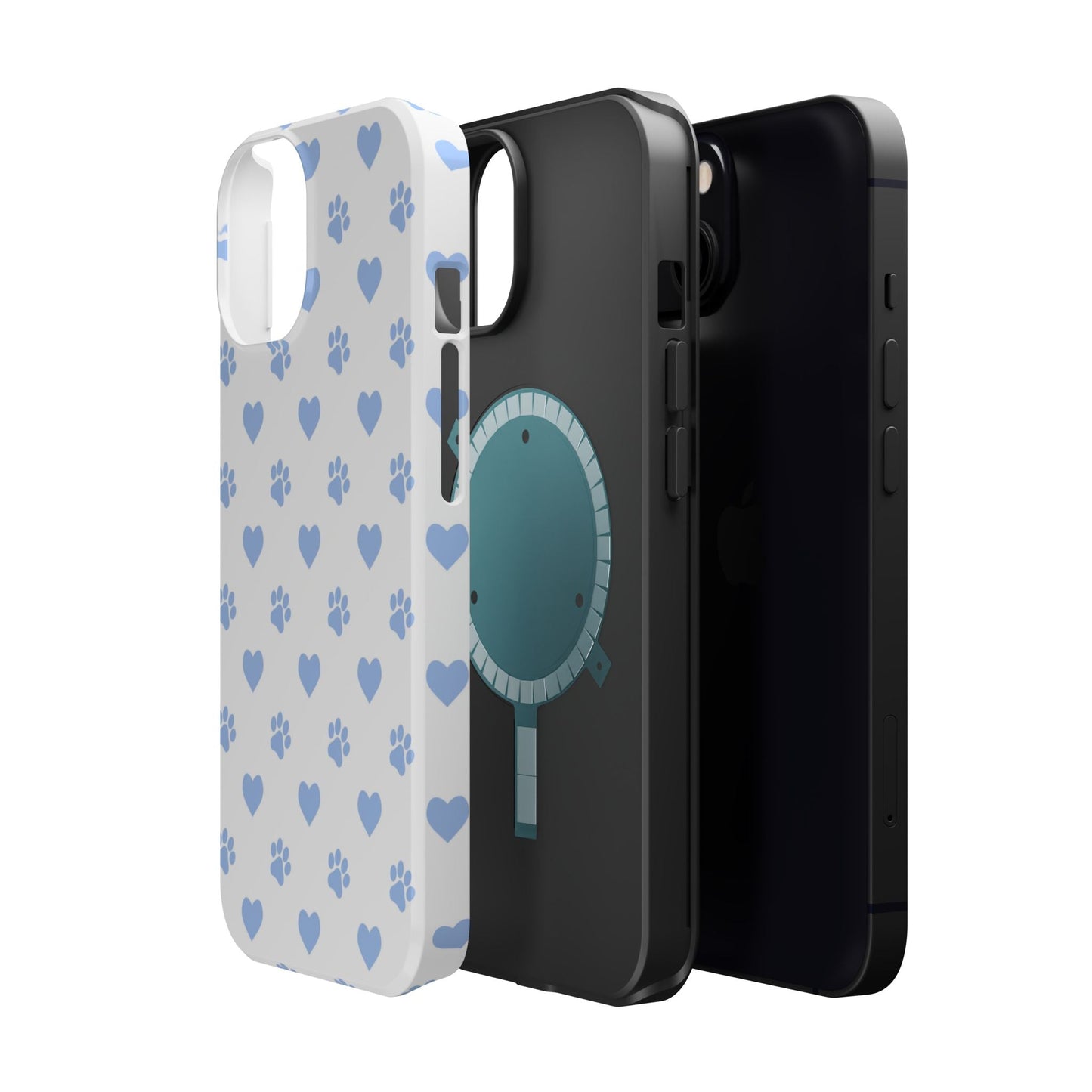 MagSafe Case - Blue Paw Print & Heart Design - BOGO Cases
