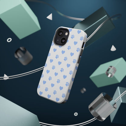 MagSafe Case - Blue Paw Print & Heart Design - BOGO Cases