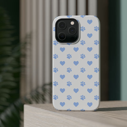 MagSafe Case - Blue Paw Print & Heart Design - BOGO Cases