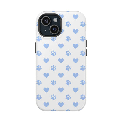 MagSafe Case - Blue Paw Print & Heart Design - BOGO Cases
