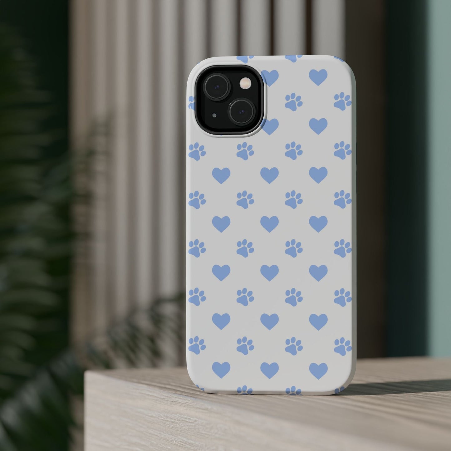 MagSafe Case - Blue Paw Print & Heart Design - BOGO Cases