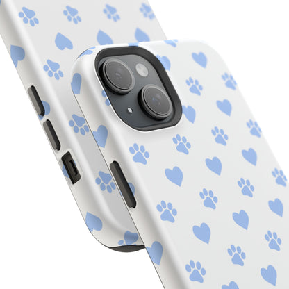 MagSafe Case - Blue Paw Print & Heart Design - BOGO Cases