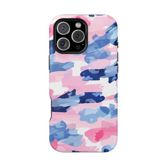 MagSafe Case: Dynamic Pink & Navy Brushstroke Art - BOGO Cases