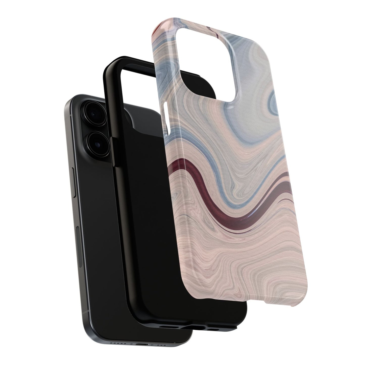 Marble Swirl Elegance – iPhone Case with Blue & Pink Abstract Art - BOGO Cases