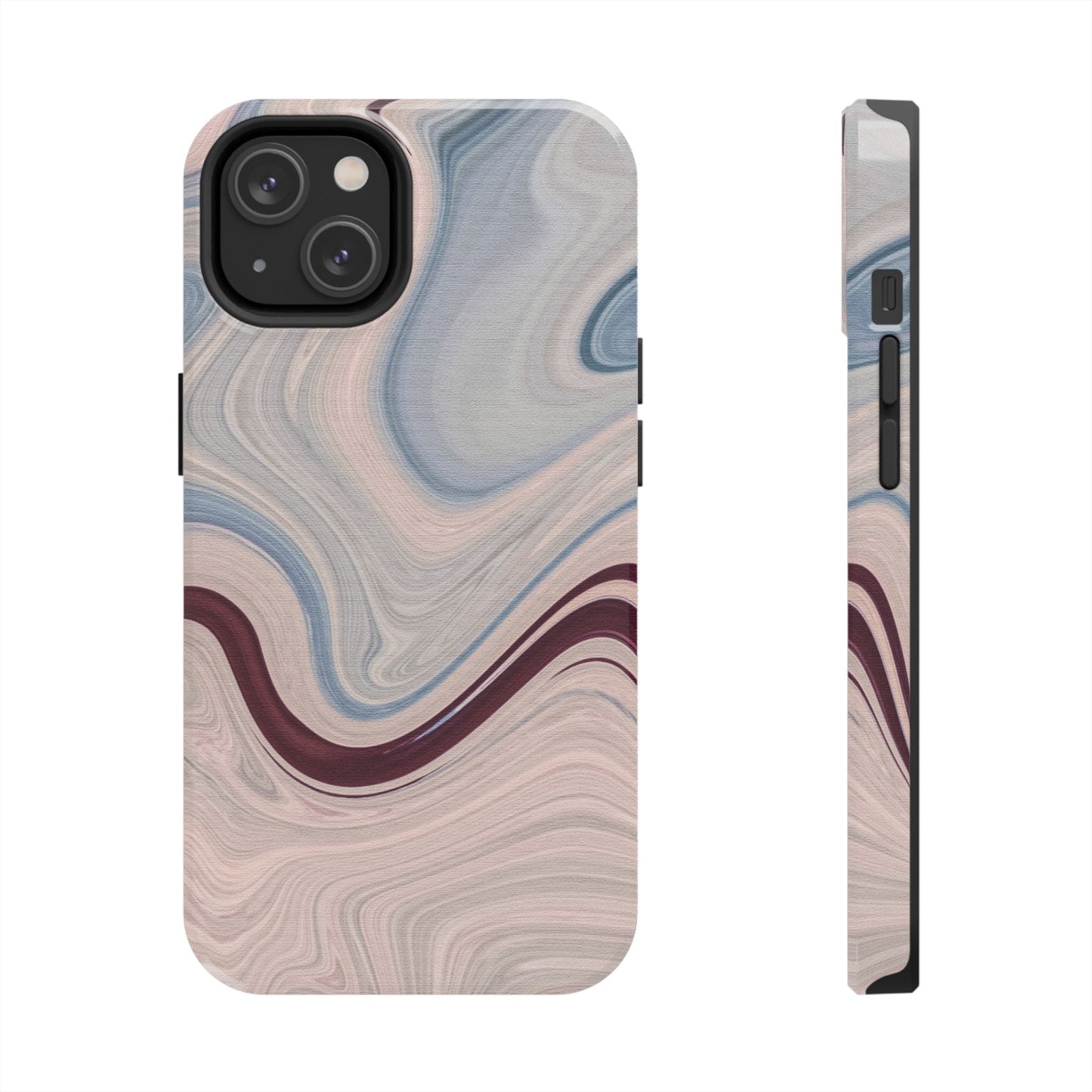 Marble Swirl Elegance – iPhone Case with Blue & Pink Abstract Art - BOGO Cases