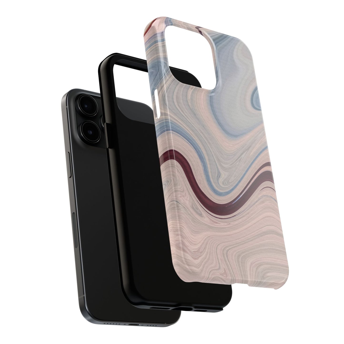 Marble Swirl Elegance – iPhone Case with Blue & Pink Abstract Art - BOGO Cases