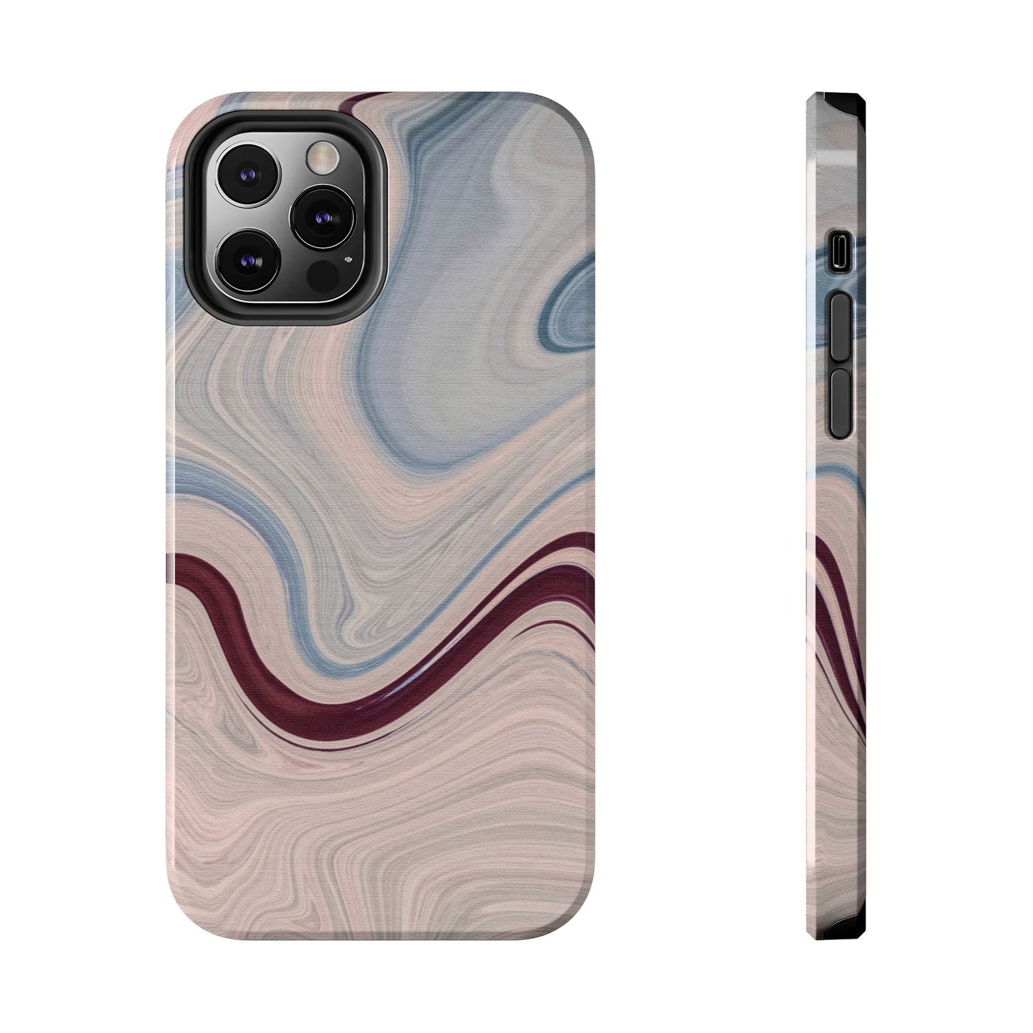 Marble Swirl Elegance – iPhone Case with Blue & Pink Abstract Art - BOGO Cases