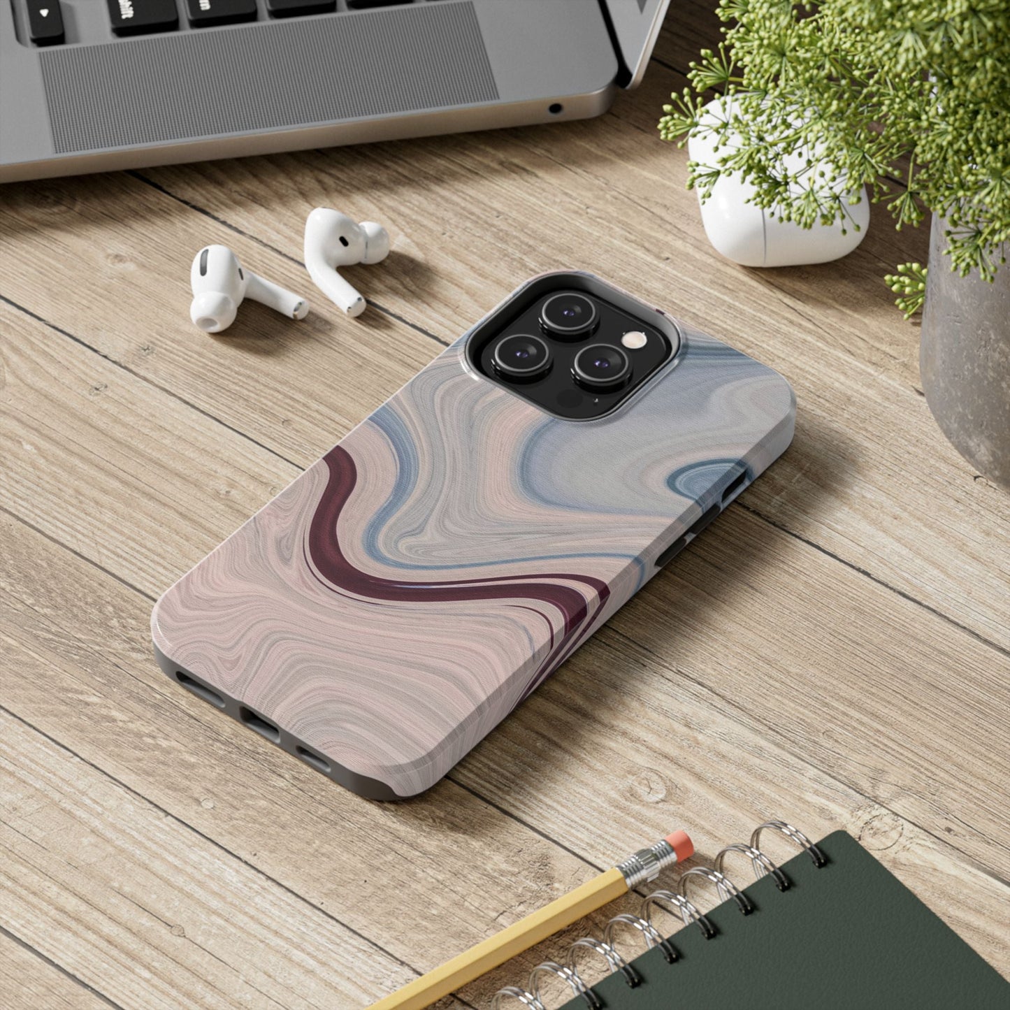 Marble Swirl Elegance – iPhone Case with Blue & Pink Abstract Art - BOGO Cases