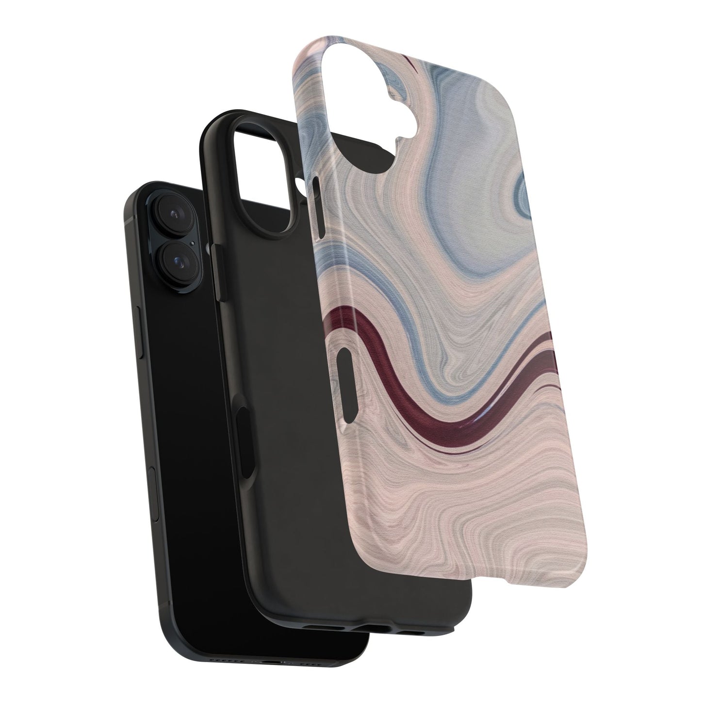Marble Swirl Elegance – iPhone Case with Blue & Pink Abstract Art - BOGO Cases