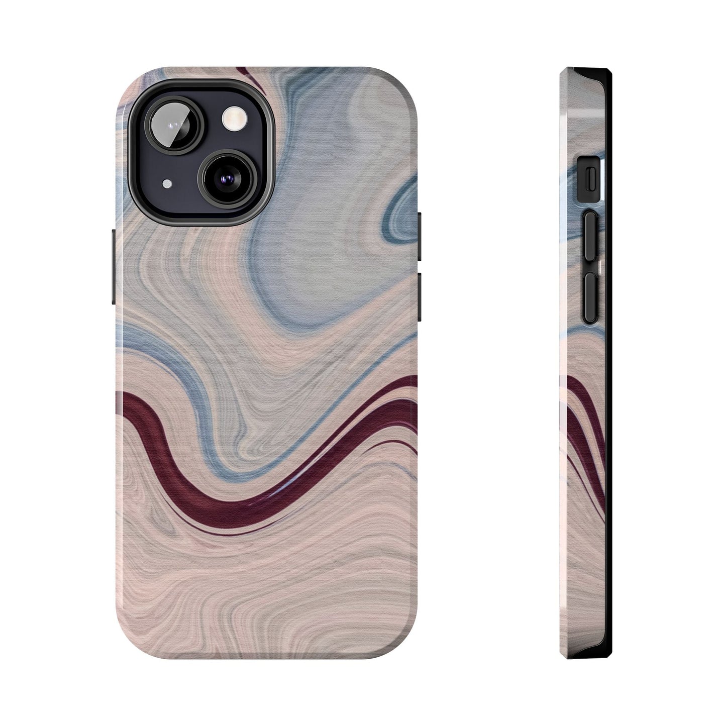 Marble Swirl Elegance – iPhone Case with Blue & Pink Abstract Art - BOGO Cases