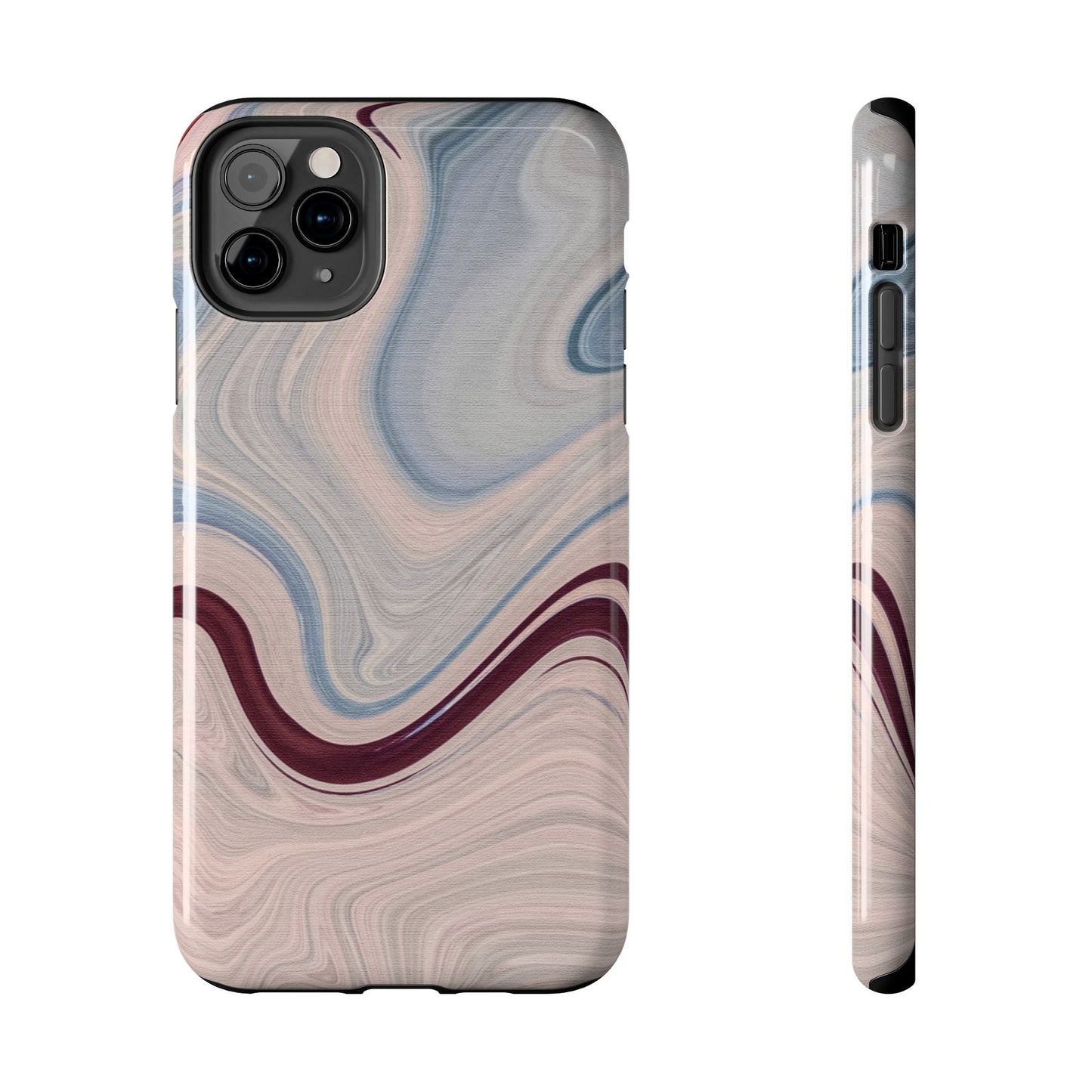 Marble Swirl Elegance – iPhone Case with Blue & Pink Abstract Art - BOGO Cases