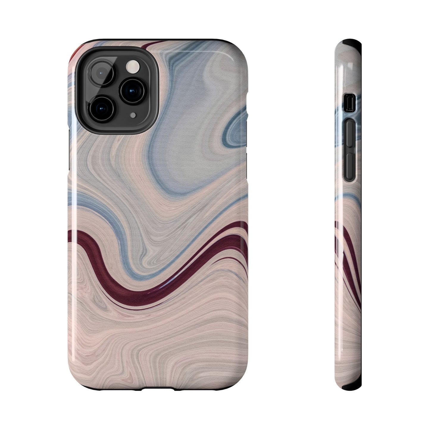 Marble Swirl Elegance – iPhone Case with Blue & Pink Abstract Art - BOGO Cases