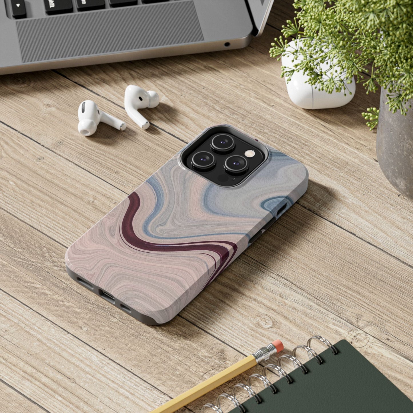 Marble Swirl Elegance – iPhone Case with Blue & Pink Abstract Art - BOGO Cases
