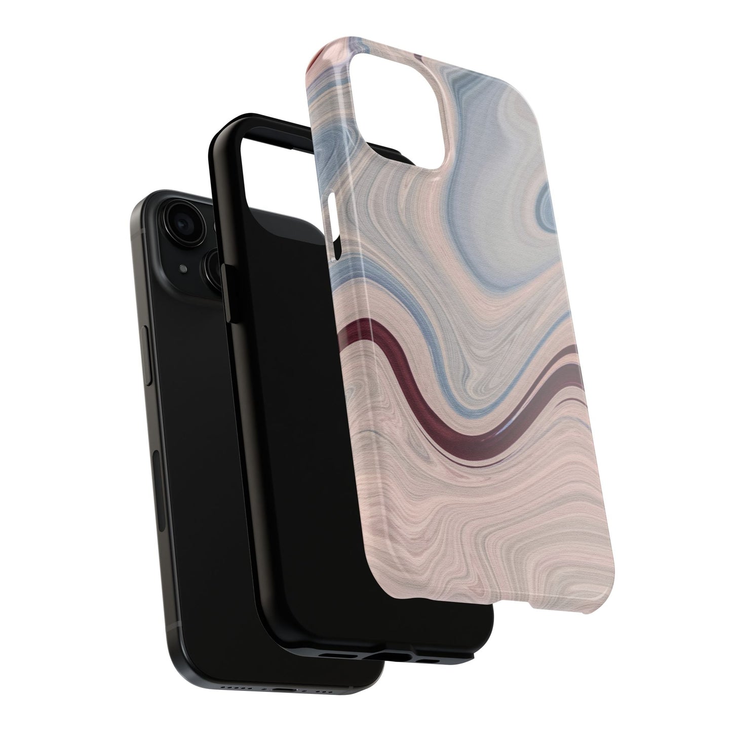 Marble Swirl Elegance – iPhone Case with Blue & Pink Abstract Art - BOGO Cases