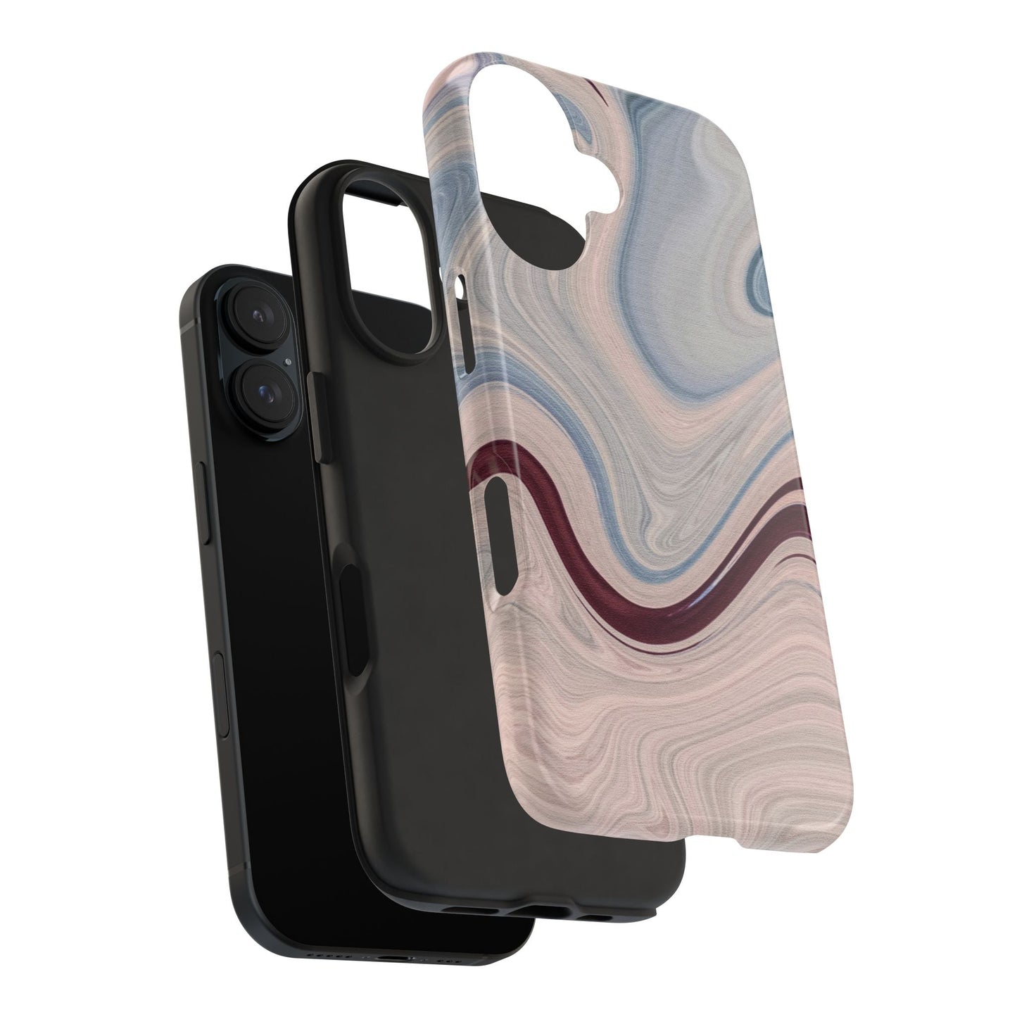 Marble Swirl Elegance – iPhone Case with Blue & Pink Abstract Art - BOGO Cases