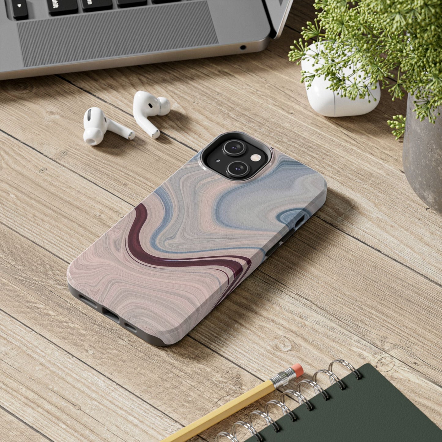 Marble Swirl Elegance – iPhone Case with Blue & Pink Abstract Art - BOGO Cases