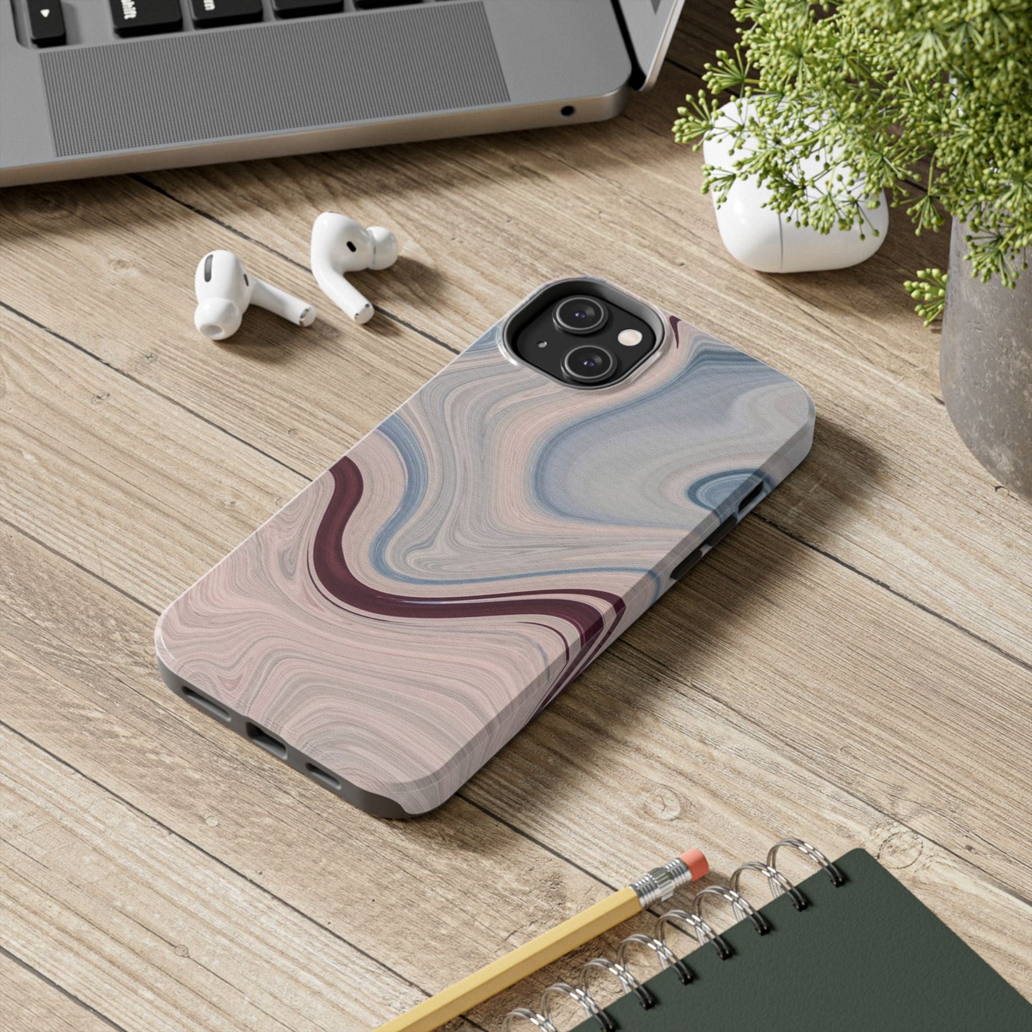 Marble Swirl Elegance – iPhone Case with Blue & Pink Abstract Art - BOGO Cases