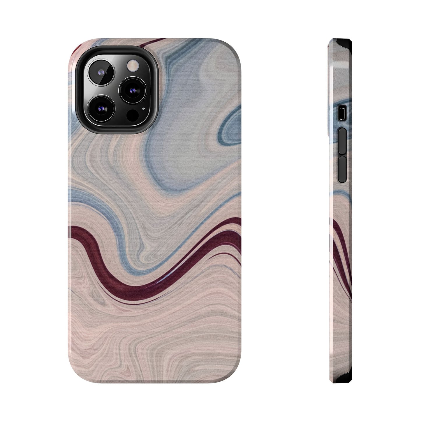 Marble Swirl Elegance – iPhone Case with Blue & Pink Abstract Art - BOGO Cases