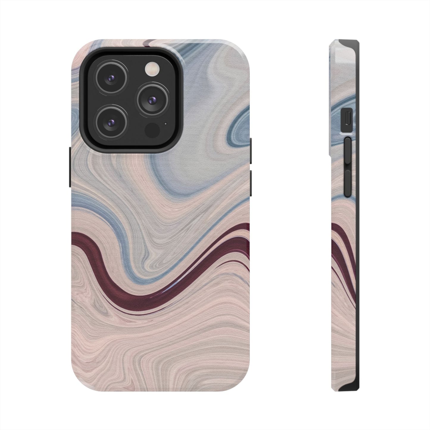 Marble Swirl Elegance – iPhone Case with Blue & Pink Abstract Art - BOGO Cases
